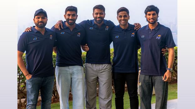 Rohit Sharma, Jasprit Bumrah, Hardik Pandya, Suryakumar Yadav and Tilak Varma.