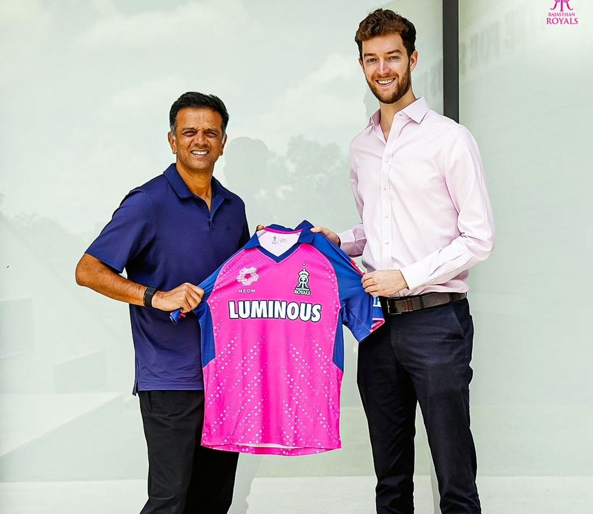 Rahul Dravid with Jake Lush McCrum, CEO of the Royals Sports Group