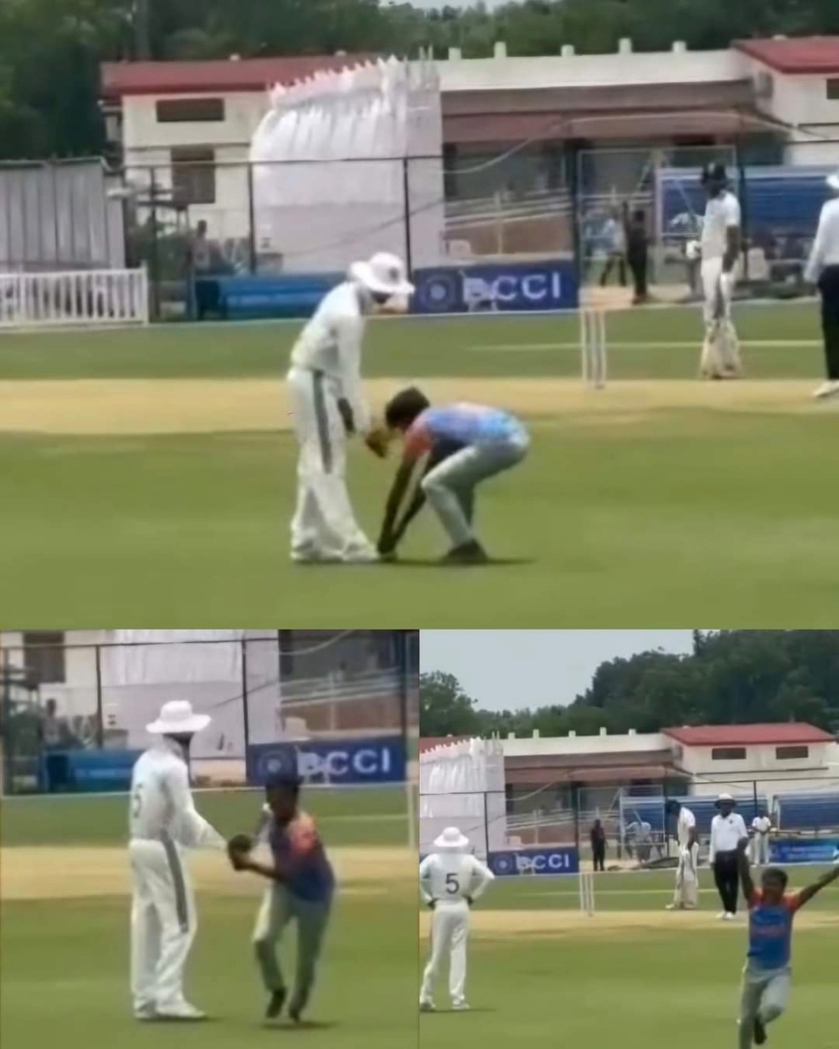 A fan touches Ruturaj Gaikwad's feet during the Duleep Trophy match between India C and India D, in Anantapur, on Friday