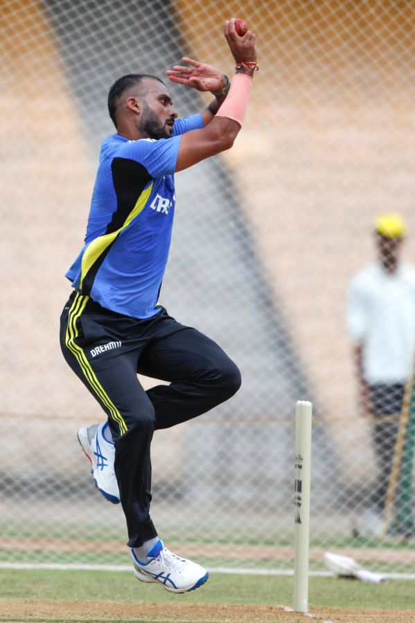 Pace bowler Akash Deep in the nets 