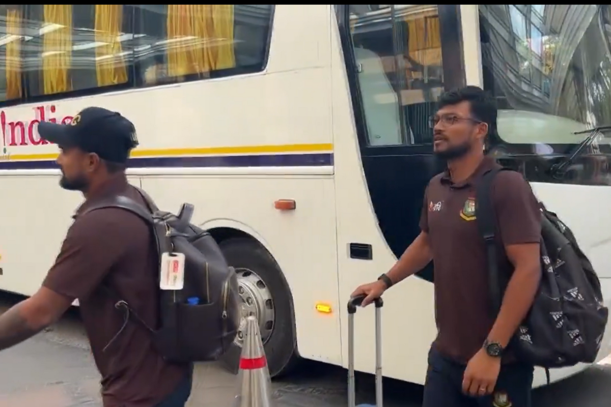 Bangladesh captain Najmul Shanto and teammate Litton Das arrive in Chennai on Sunday