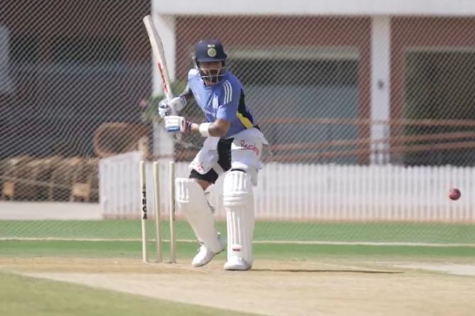 Virat Kohli batting in the nets at the Chepauk Stadium in Chennai