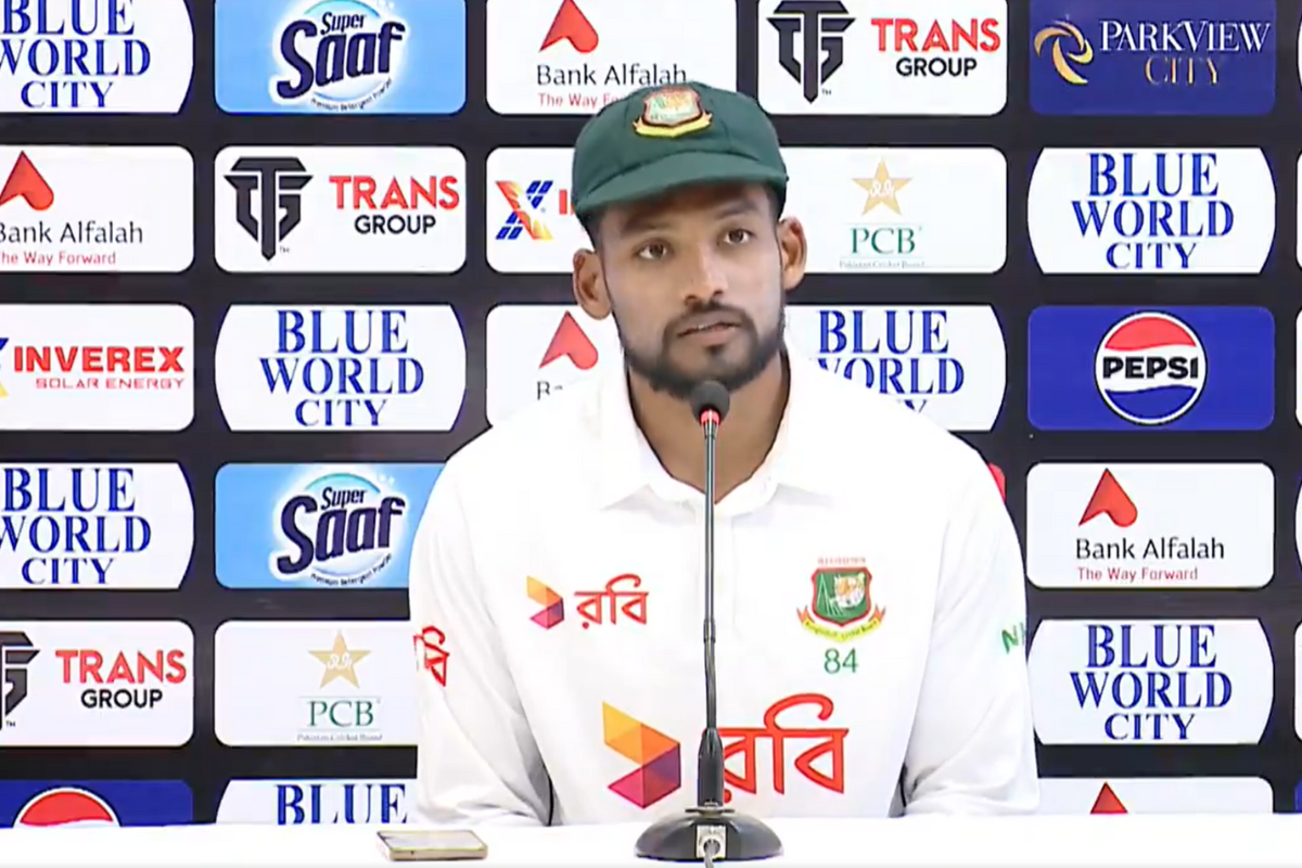 Bangladesh skipper Najmul Hossain Shanto speaks at a press conference on Wednesday, the eve of the opening Test in Chennai