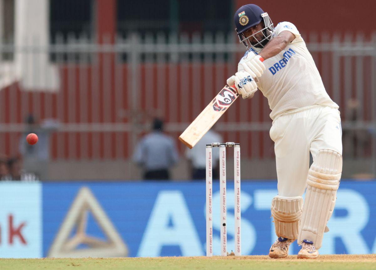 Ravichandran Ashwin hits a boundary