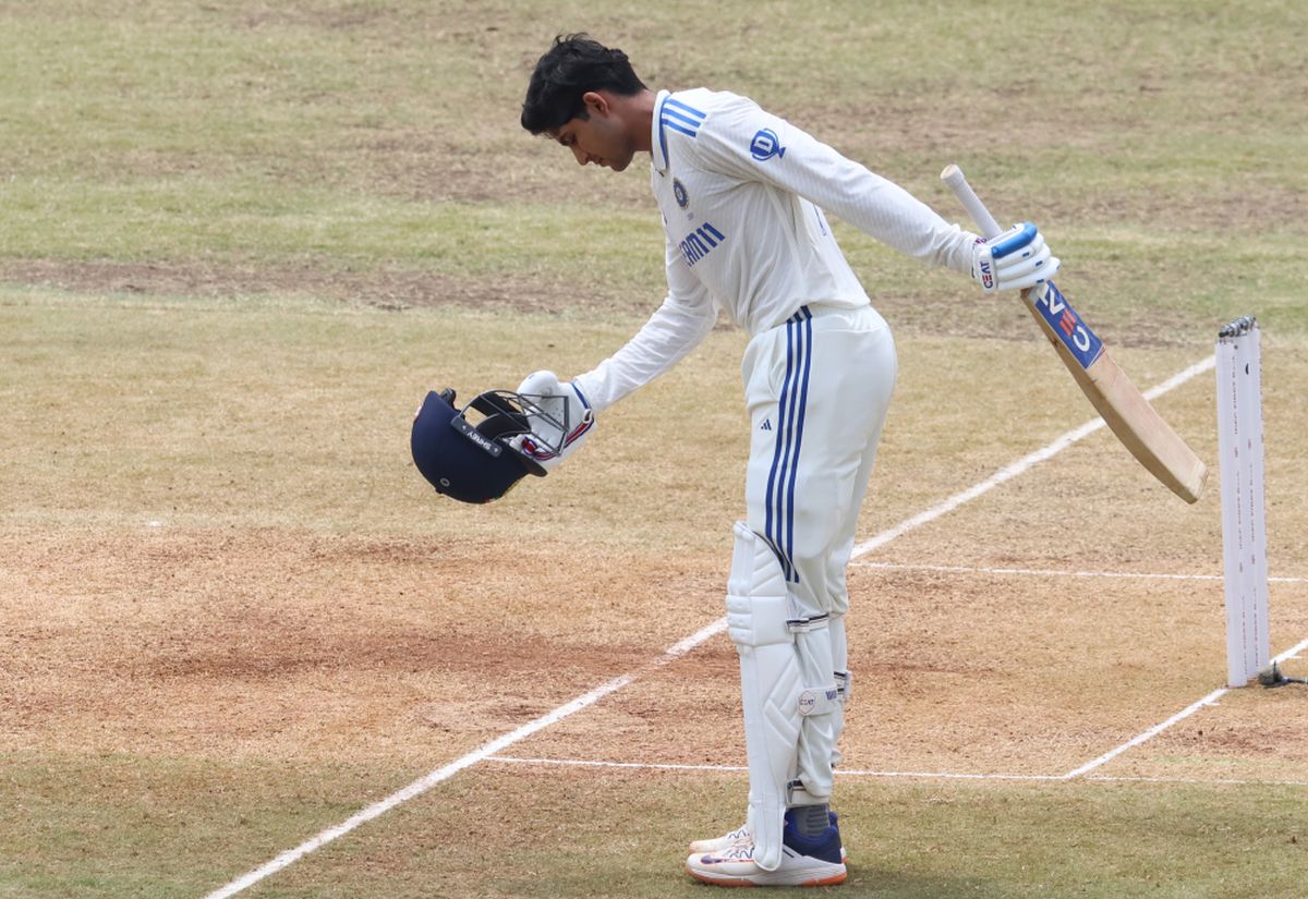 Shubman Gill celebrates after scoring a hundred