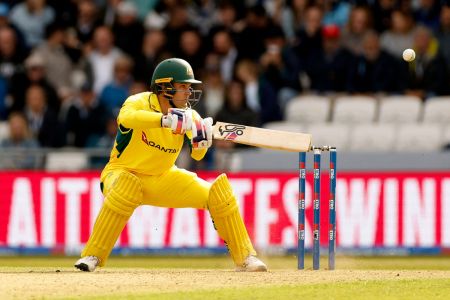 Australia's Alex Carey bats during his fighting knock of 74