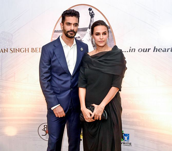 Angad Bedi with his wife Neha Dhupia