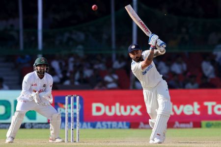 Virat Kohli scored 47 off 35 balls while going past 27000 international runs, on Day 4 of the 2nd Test against Bangladesh, on Monday