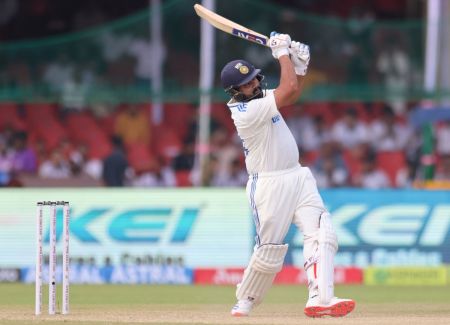 Rohit Sharma smashed 23 off 11 balls as joined Yashasvi Jaiswal to help India score the quickest 50 by a team in Test cricket