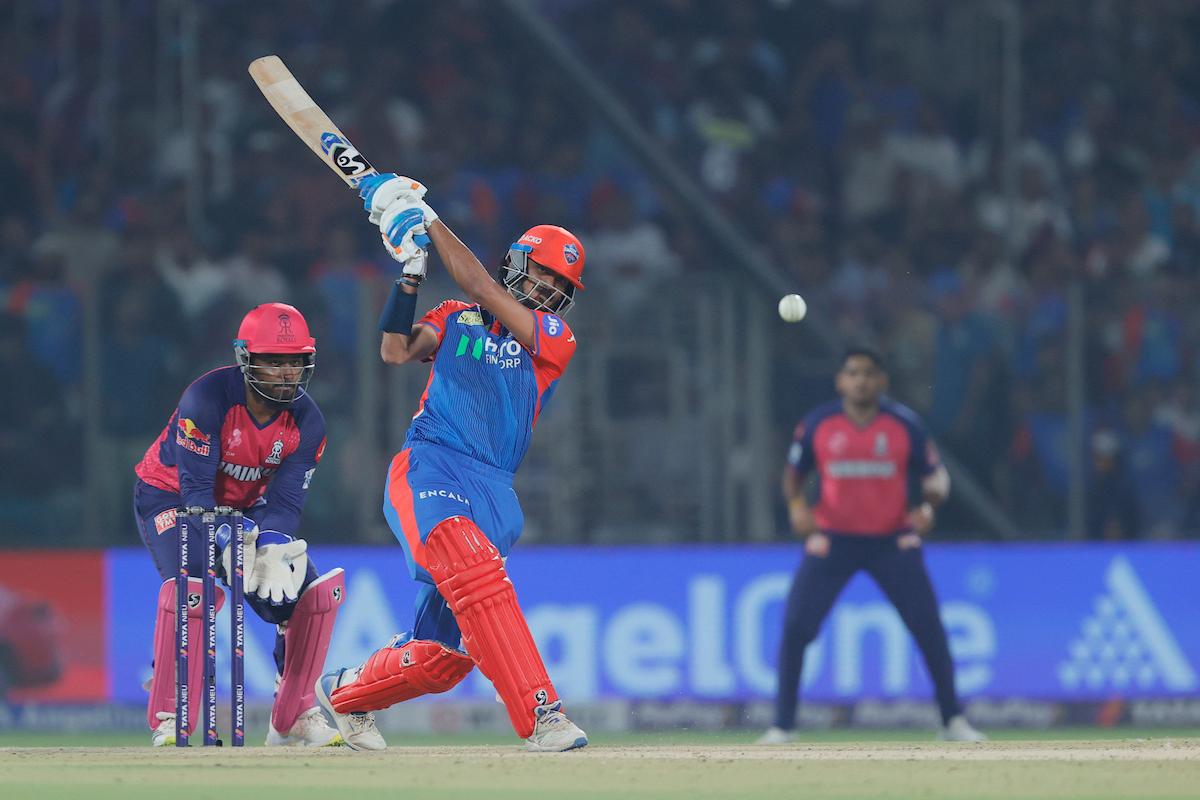 Axar Patel sends the ball into the stands