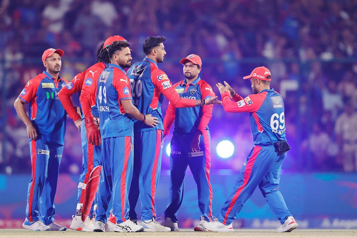 Axar Patel got his first wicket this IPL season when he had Riyan Parag bowled out