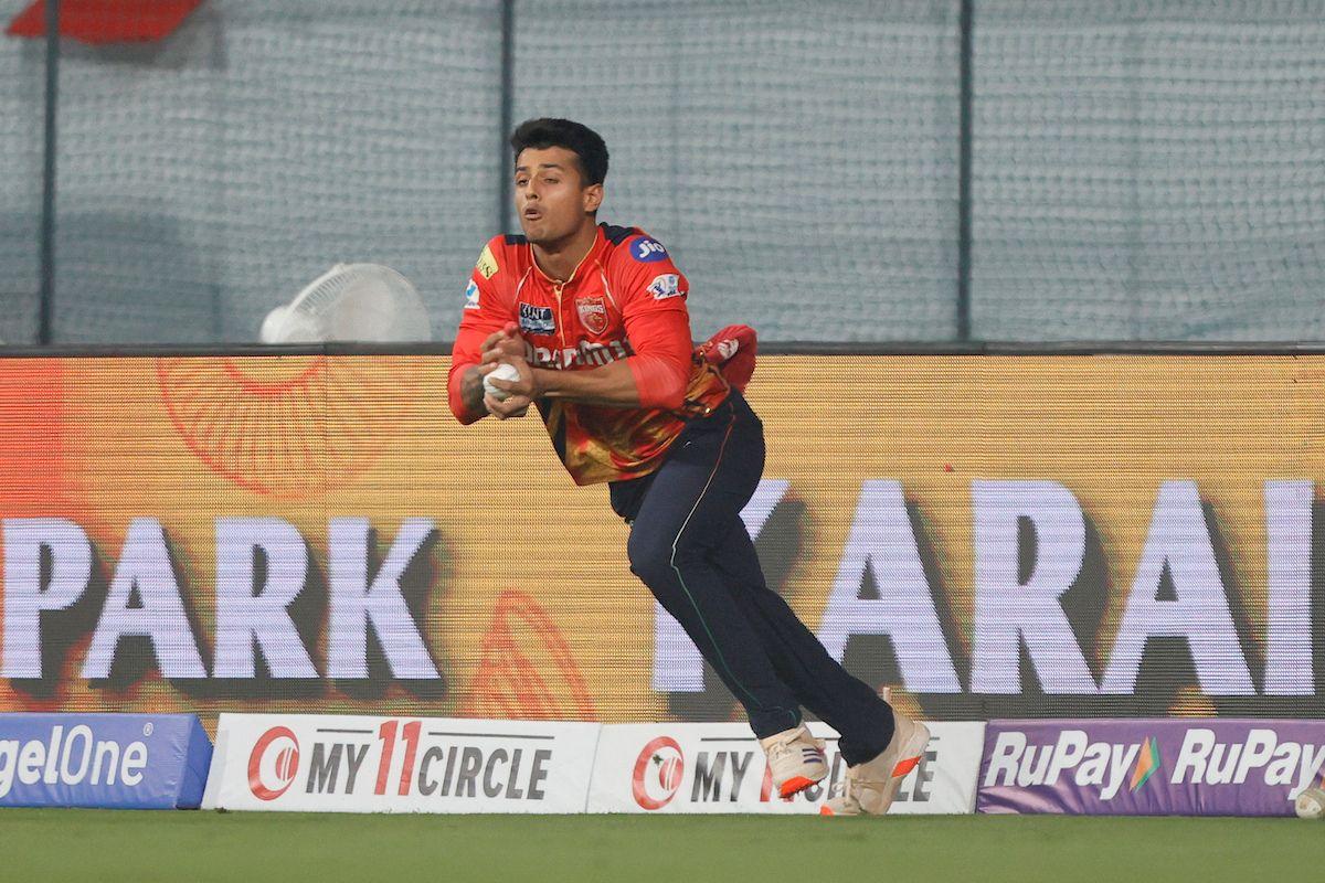 Suryansh Shedge takes a catch to dismiss KKR'Quinton de Kock for 2