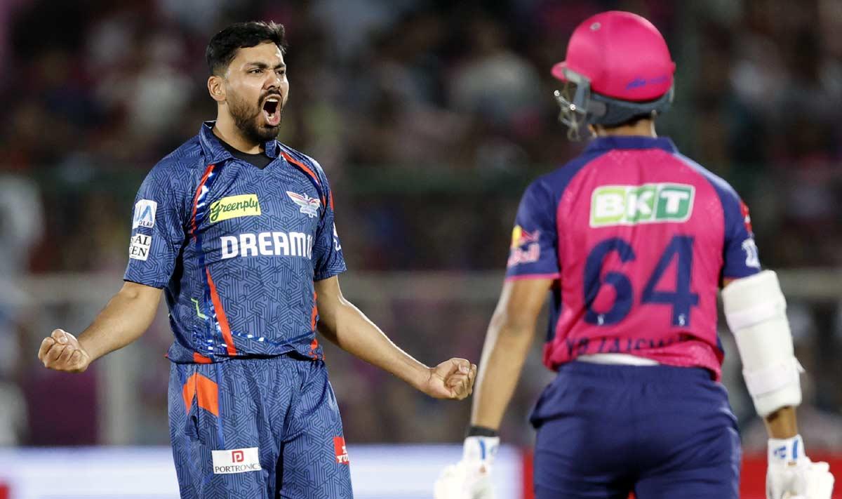 Avesh Khan celebrates Avesh Khan celebrates