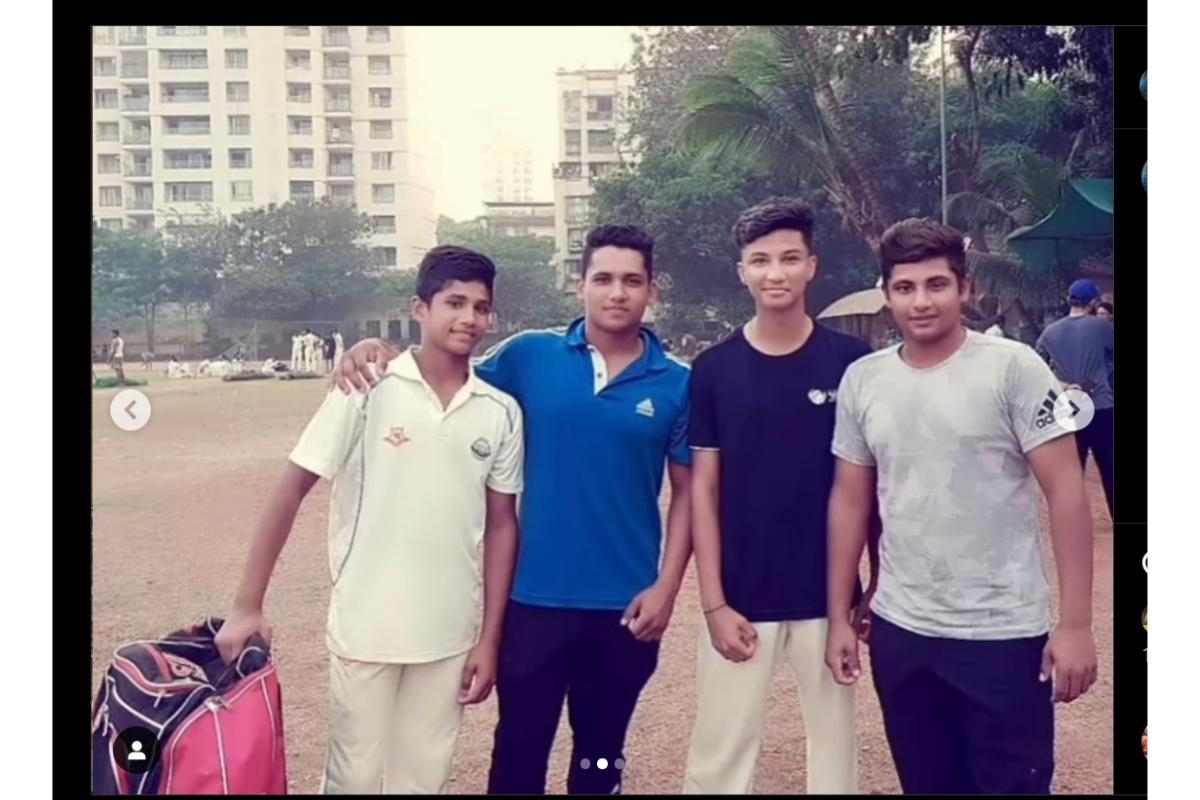 Musheer Khan (left) with Sarfaraz and Aryan Bangar, before their tranformation
