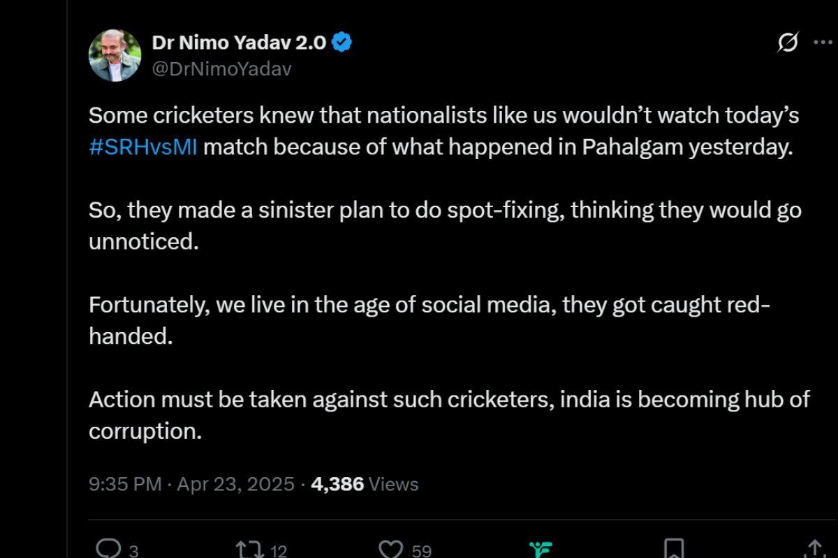 Kishan fixing tweet