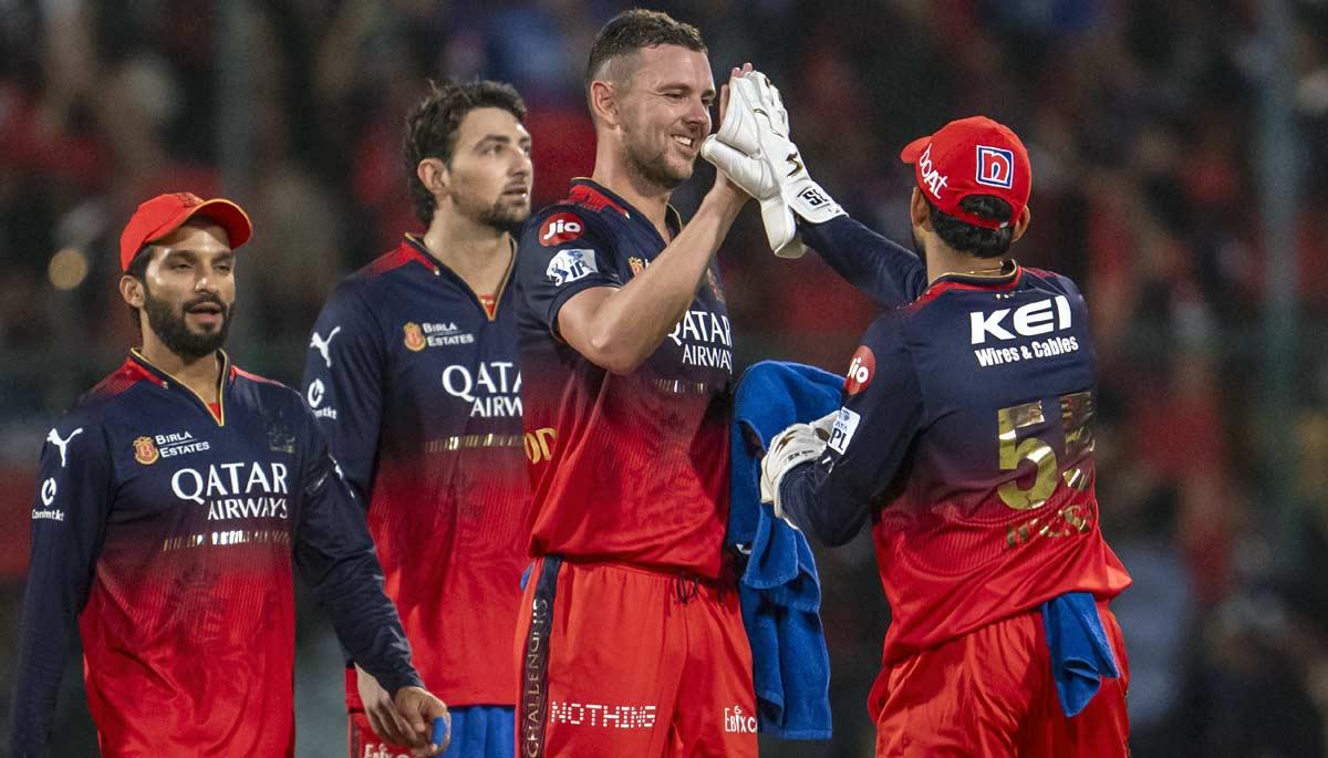 Josh Hazlewood celebrates Josh Hazlewood celebrates