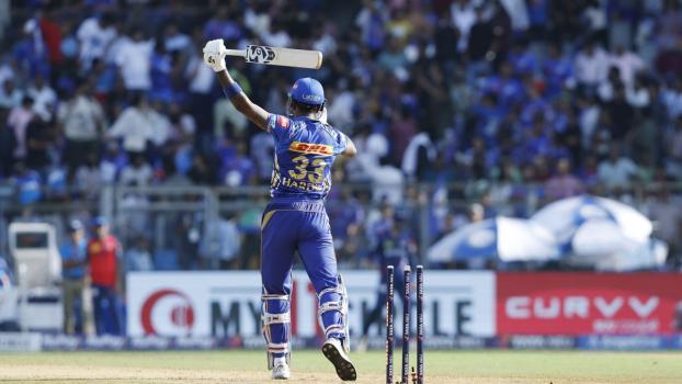 Hardik Pandya is bowled by Mayank Yadav.
