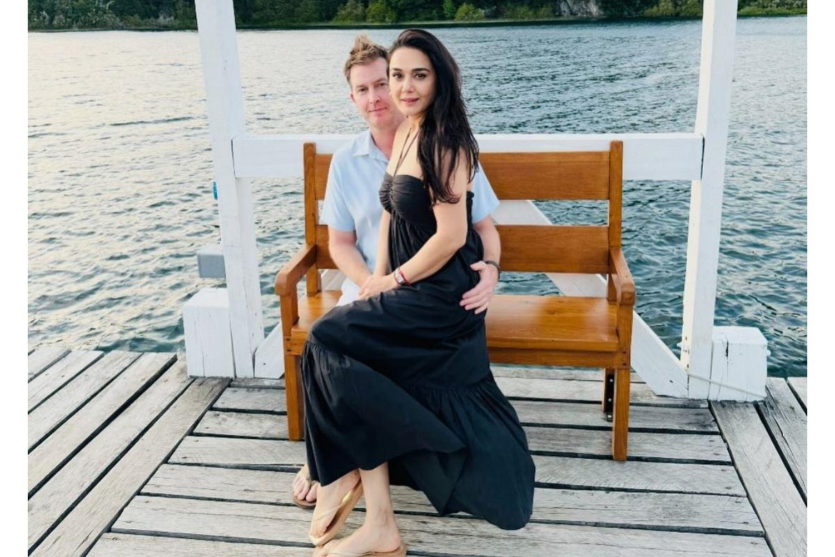 Preity Zinta and her husband Gene Goodenough in a picture posted on her X handle