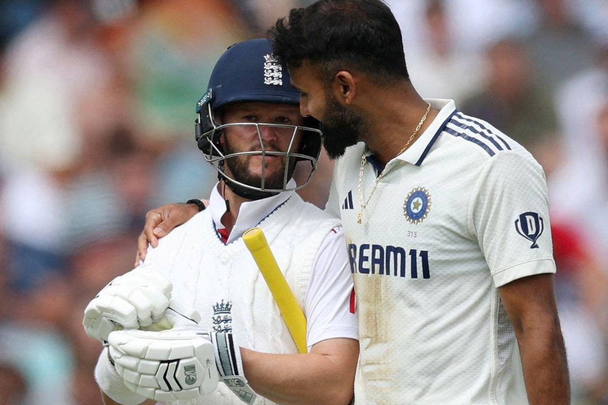 Akash Deep gives England's Ben Duckett a unique send-off on Day 2 of the 5th Test at the Oval in London on Friday