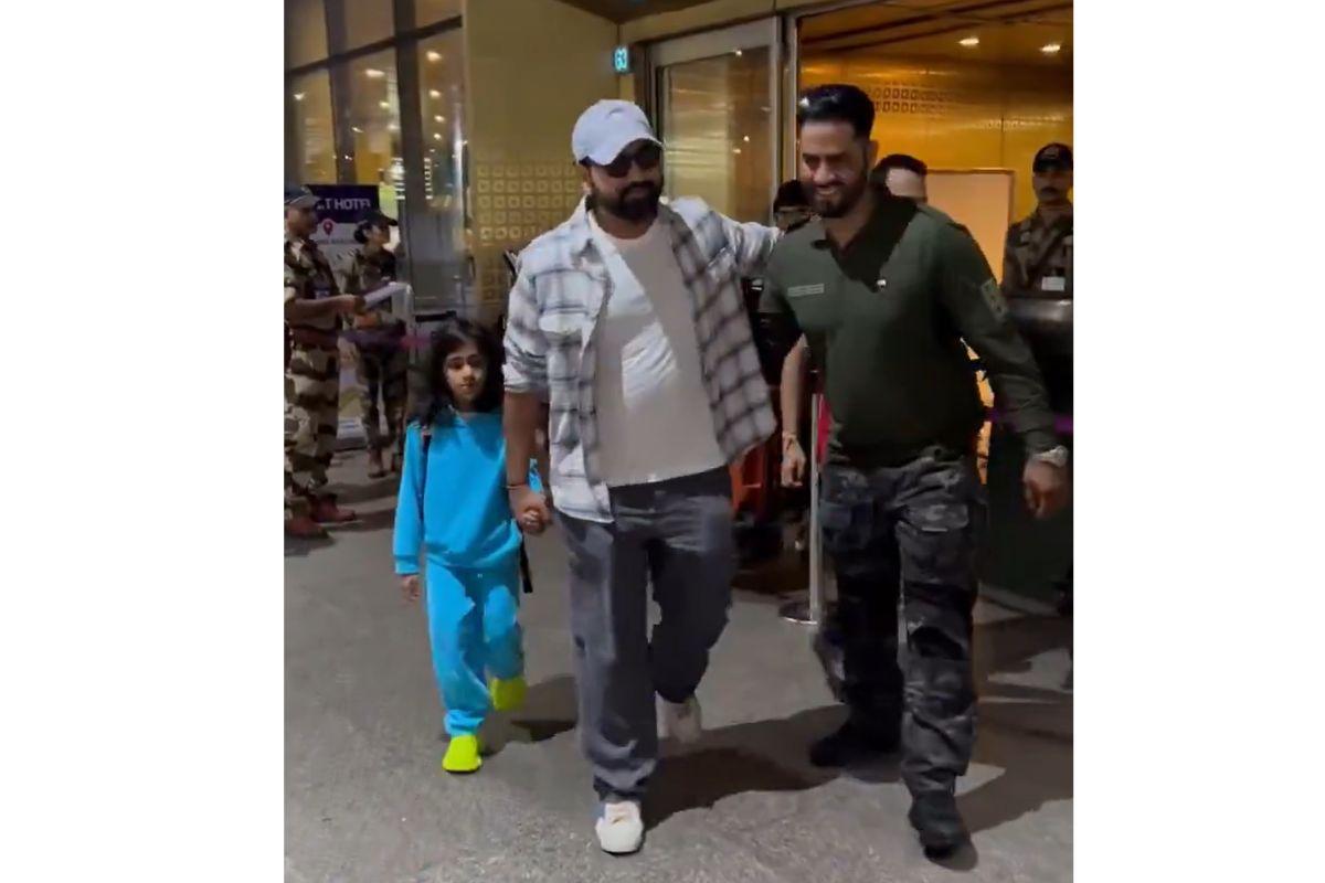 India's ODI skipper Rohit Sharma arrives from London, with daughter Samaira, in Mumbai on Saturday