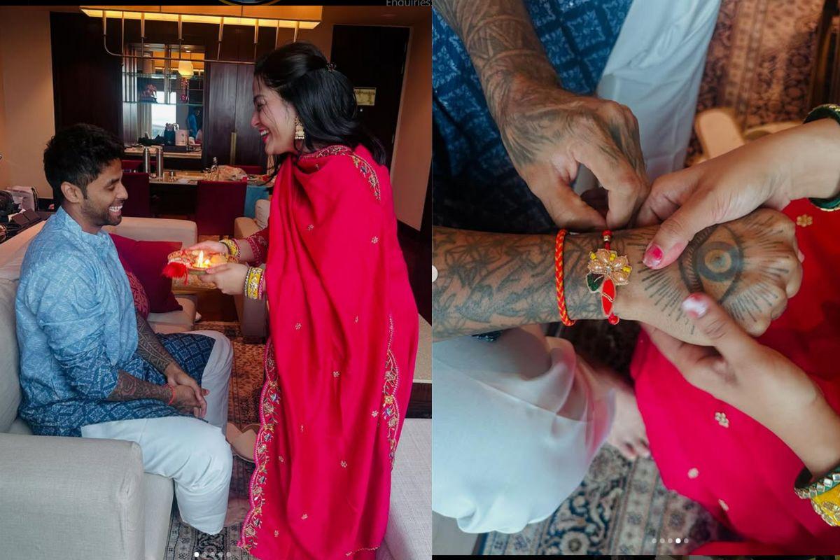 Suryakumar Yadav and his sister Dinal Yadav share some warm moments on Raksha Bandhan on Saturday