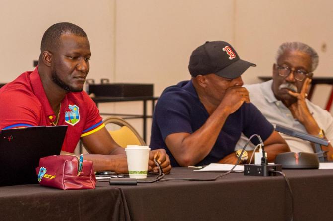 West Indies coach Daren Sammy, Brian Lara and Clive Lloyd