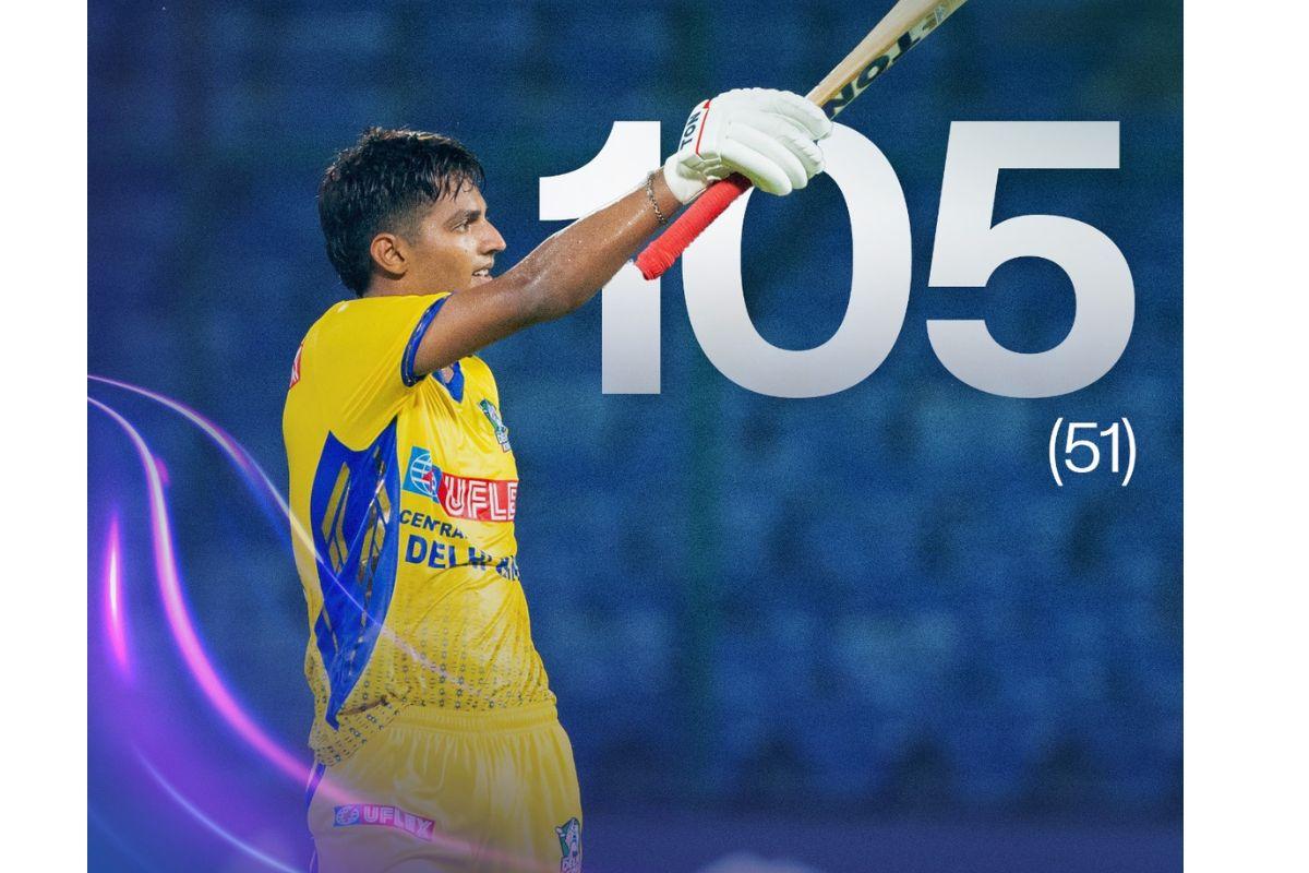 Yash Dhull's ton was studded with eight fours and seven sixes