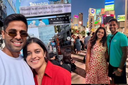 Suryakumar Yadav and his wife Devisha are all smiles during their Tokyo holiday