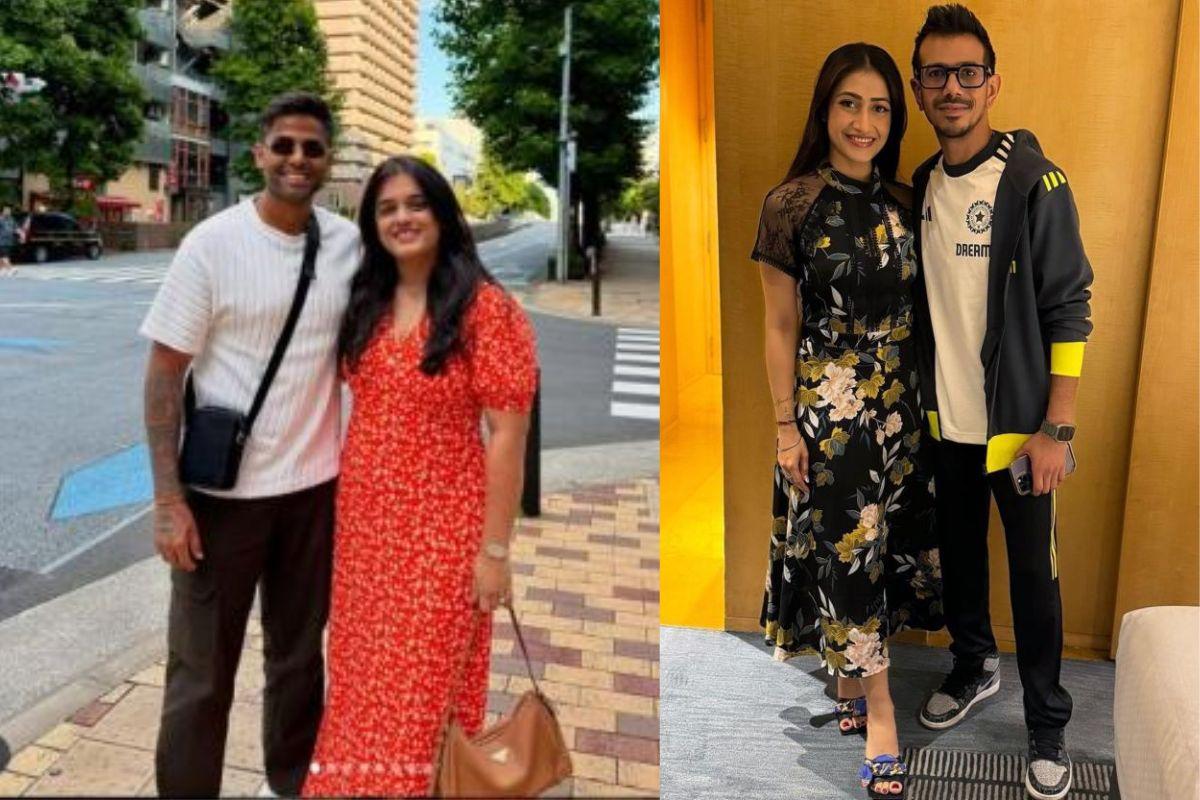 Suryakumar Yadav and wife Devisha Shetty and Dhanashree and Yuzvendra Chahal in happier times