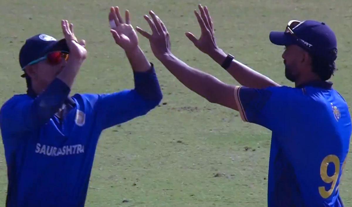 Saurashtra's players celebrate Saurashtra's players celebrate