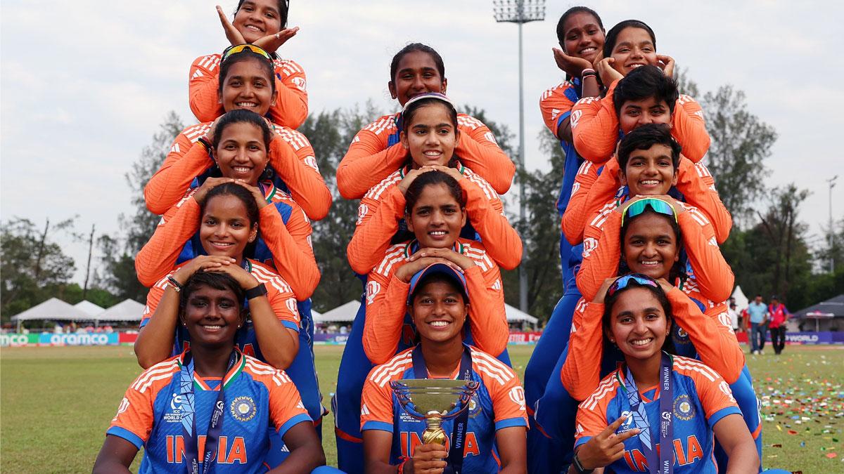 India's players celebrate winning the Under-19 T20 World Cup title