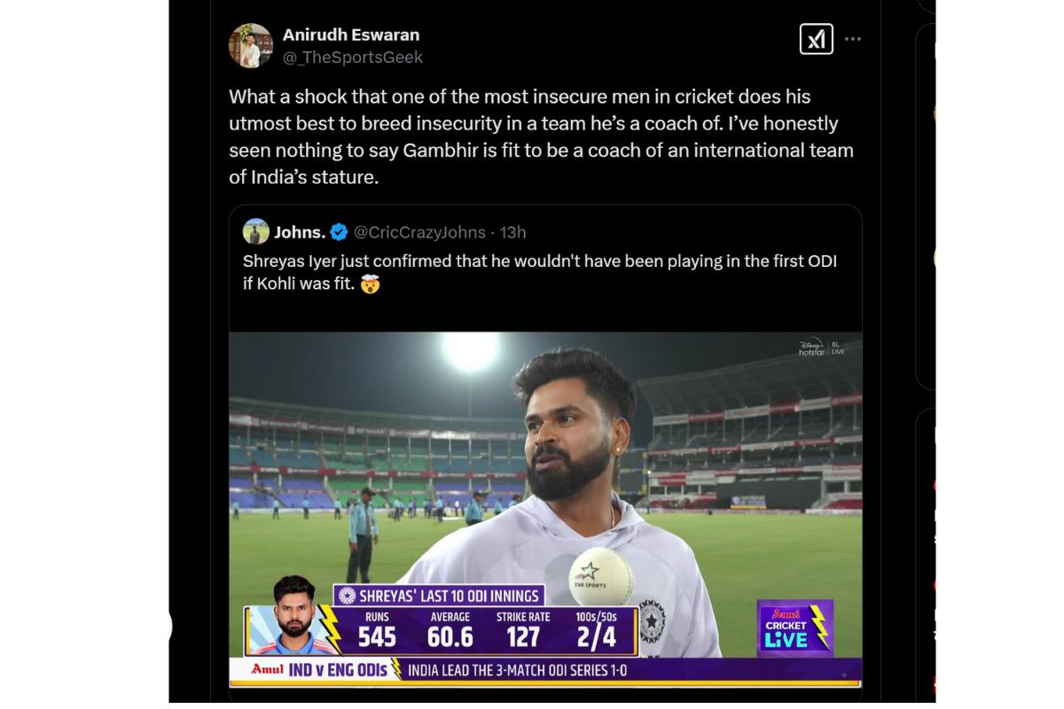 Gautam Gambhir criticism