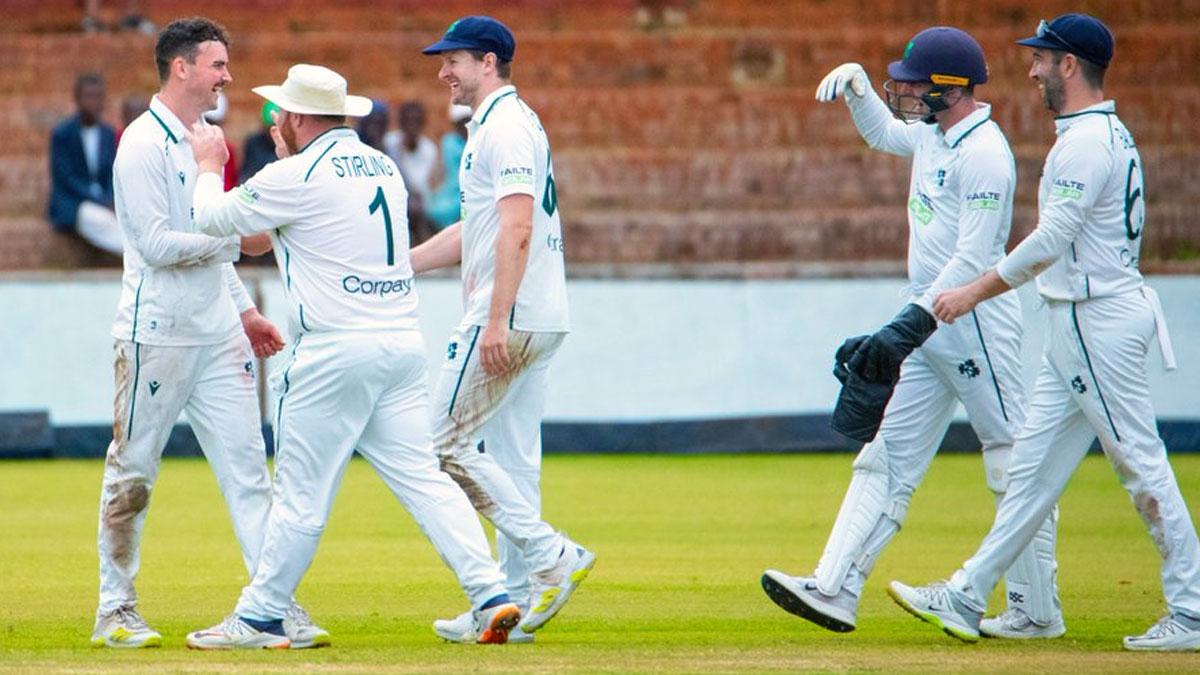 Ireland's players celebrate a wicket