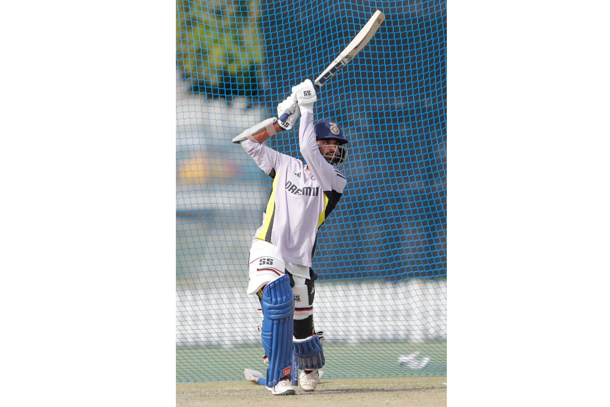 All-rounder Washington Sundar goes hard in the nets