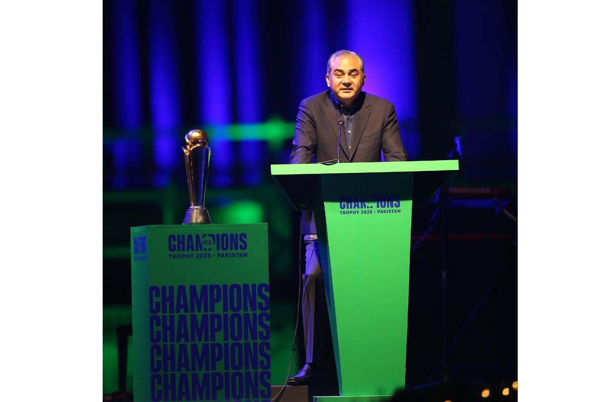 PCB Chairman Mohsin Naqvi at the ICC Champions Trophy Curtain Raiser at Lahore Fort on Sunday