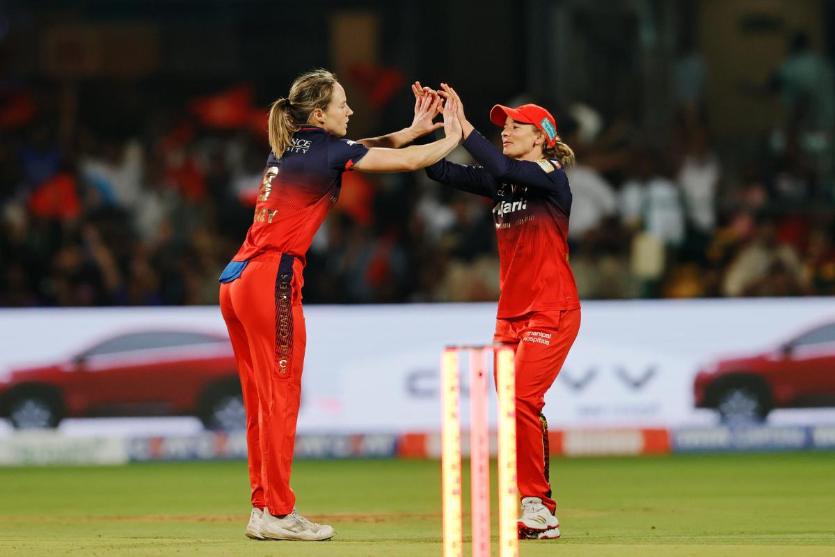 RCB's Ellyse Perry celebrates a UP Warriorz wicket