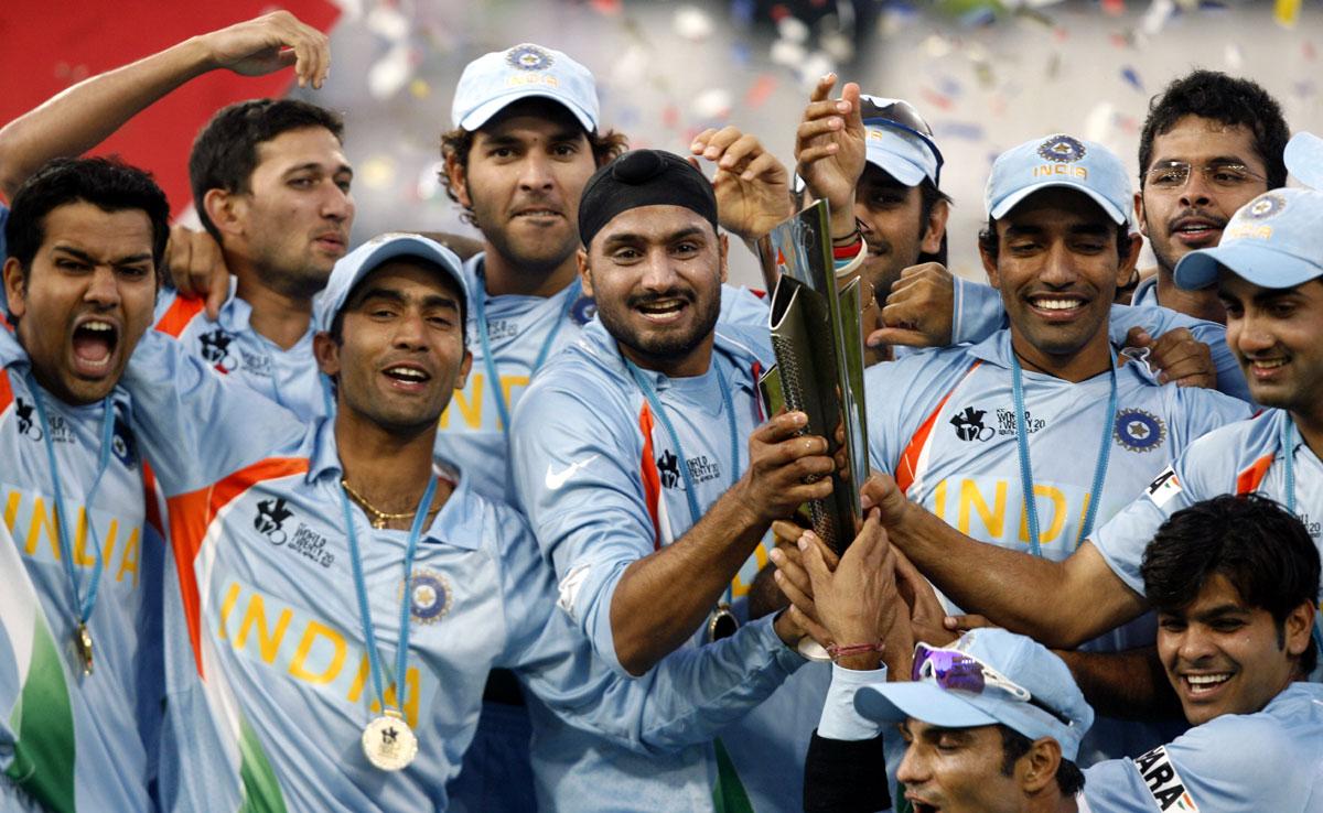 India's players celebrate after winning the 2007 T20 World Cup