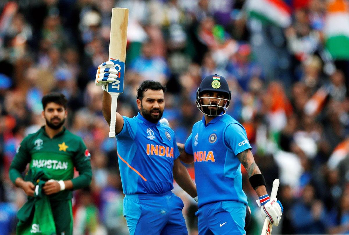 Rohit Sharma celebrates with Virat Kohli