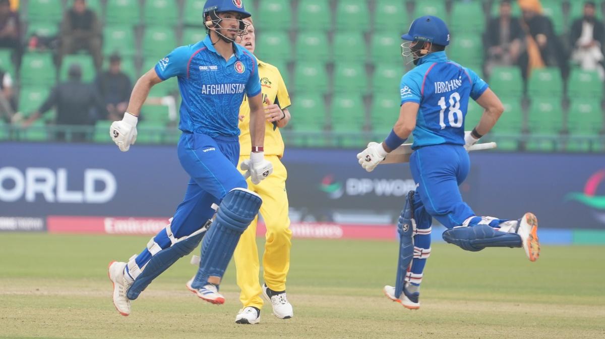 Afghan batters run between the wickets