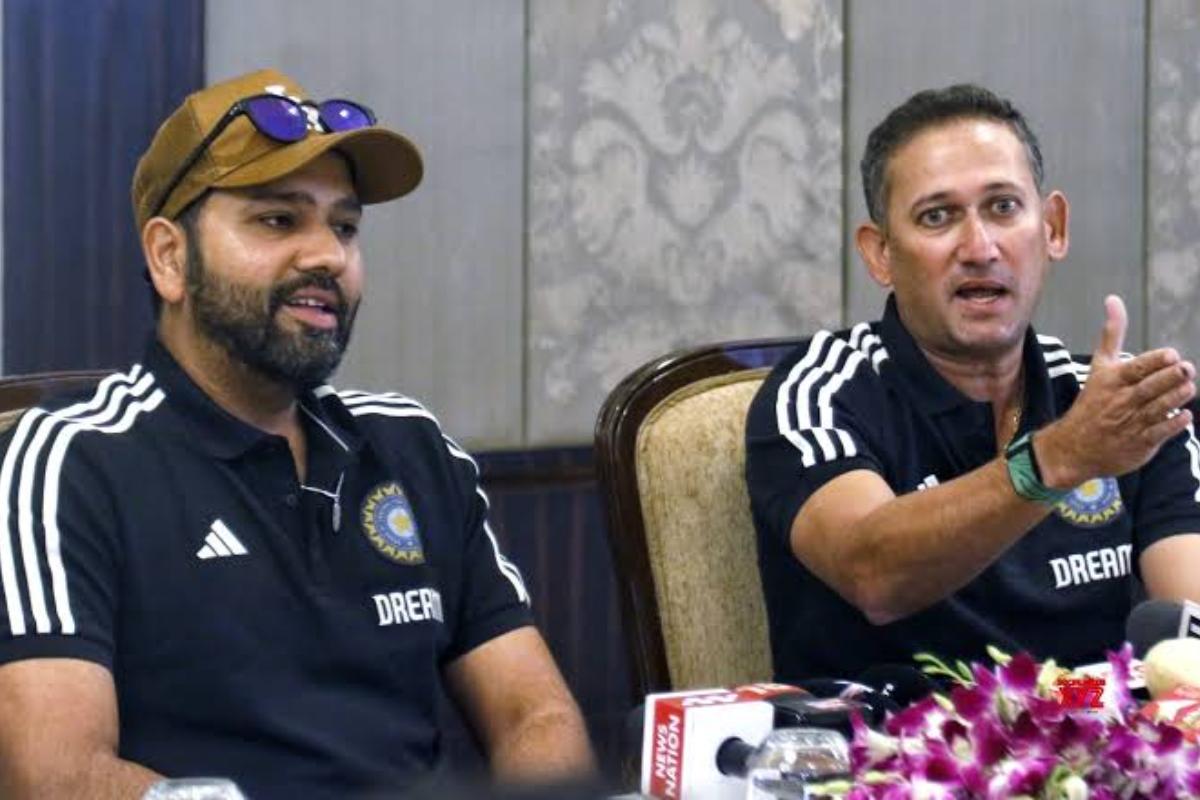 Chief selector Ajit Agarkar and Rohit Sharma. Agerkar will have to take hard decisions while picking Test squads for the next WTC cycle 