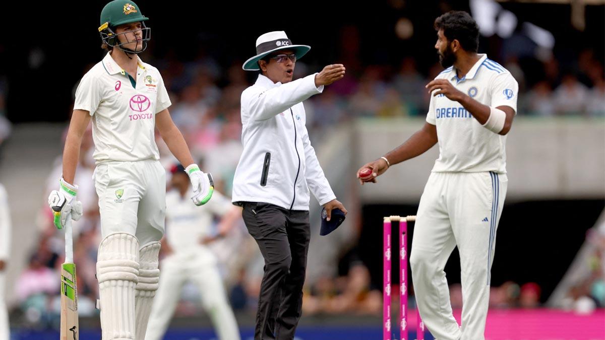 Jasprit Bumrah and Sam Konstas exchange words