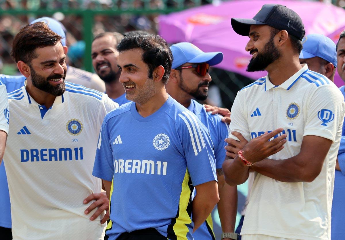 Akash Deep with Virat Kohli and Gautam Gambhir