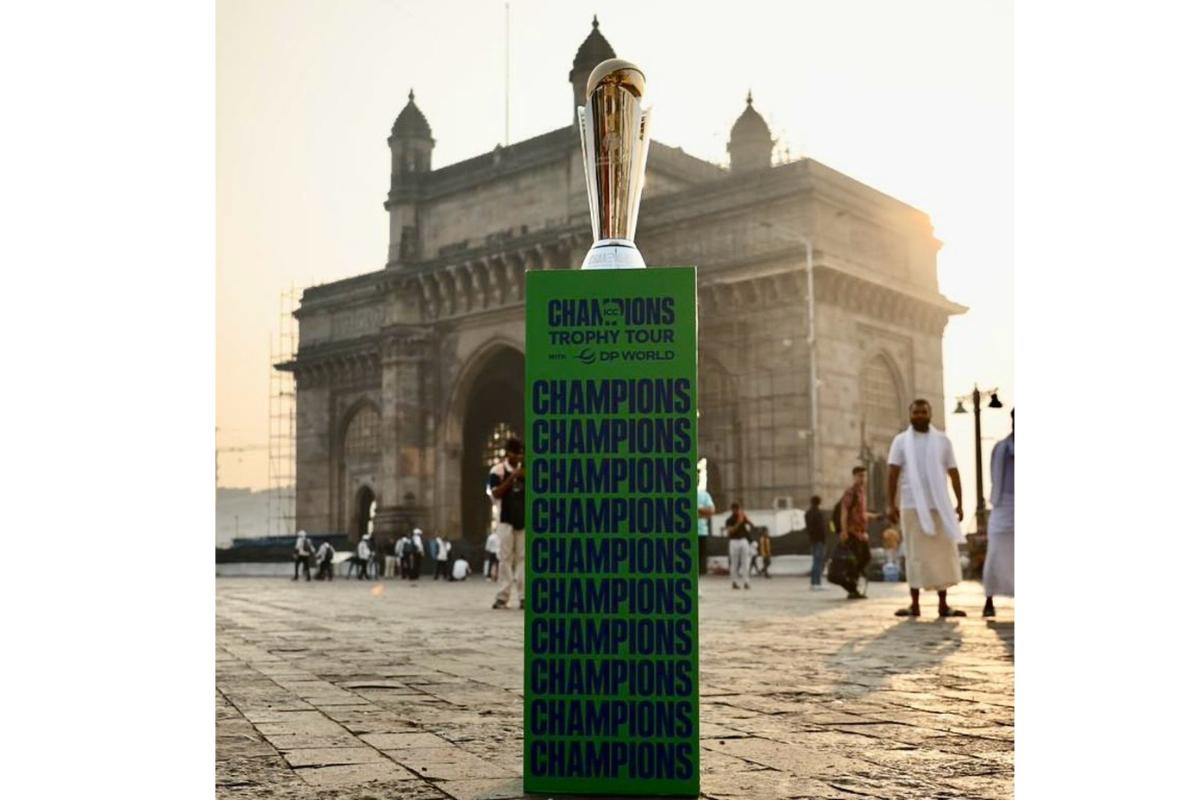 The ChampionsTrophy at The Gateway of India in Mumbai on Sunday