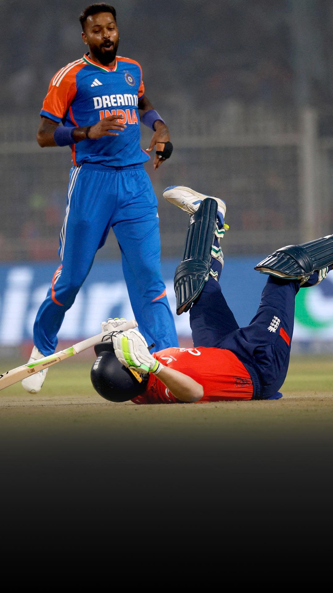 England's Jos Buttler falls 