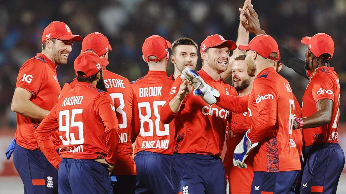 England's players celebrate