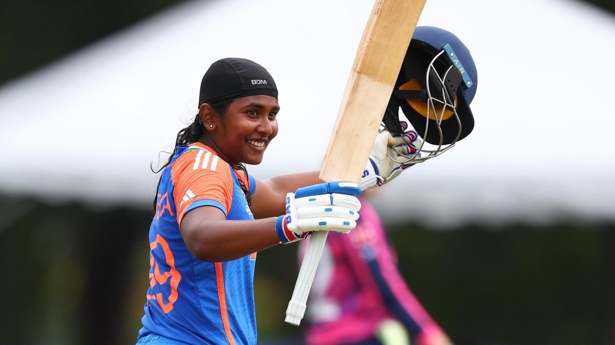 Trisha Gongadi displayed her array of strokes and slammed 110 not out off 59 balls and power India to 150-run victory over Scotland in Kuala Lumpur on Tuesday