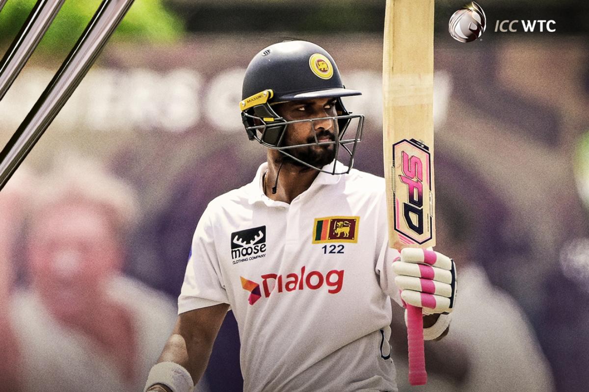 Sri Lanka's Dinesh Chandimal celebrates his half century against Australia on Day 3 of the opening Test in Galle on Friday