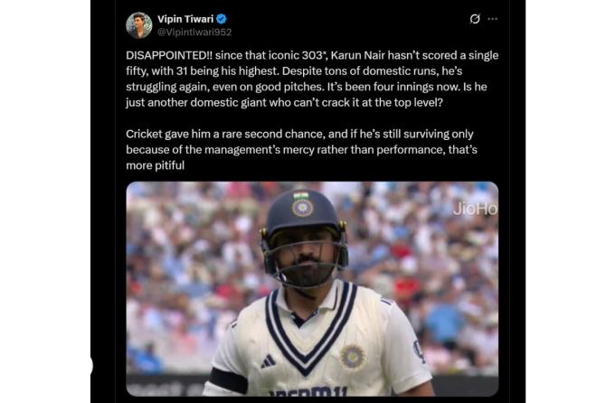 Karun Nair tweet