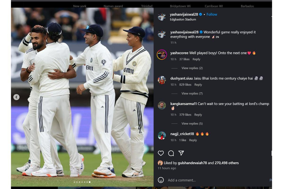 Yashasvi Jaiswal's tweet