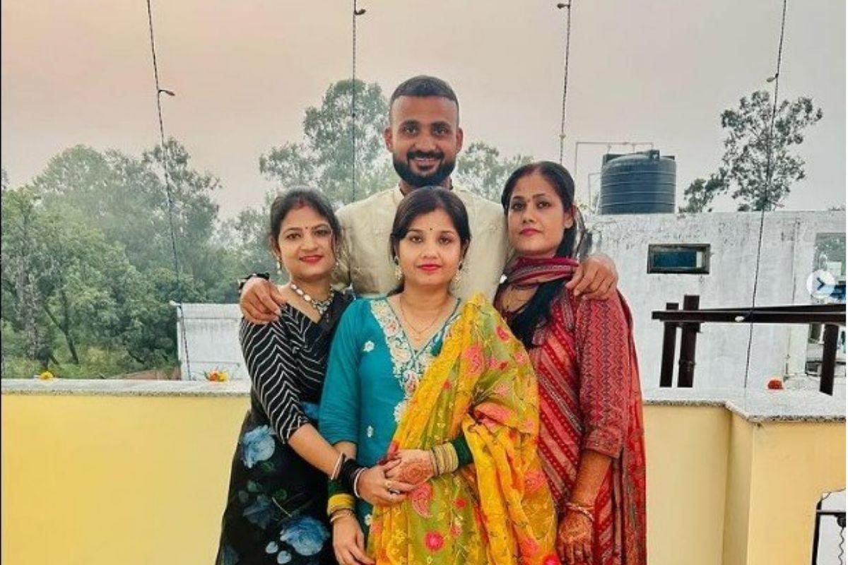 Indian cricketer Akash Deep with his family
